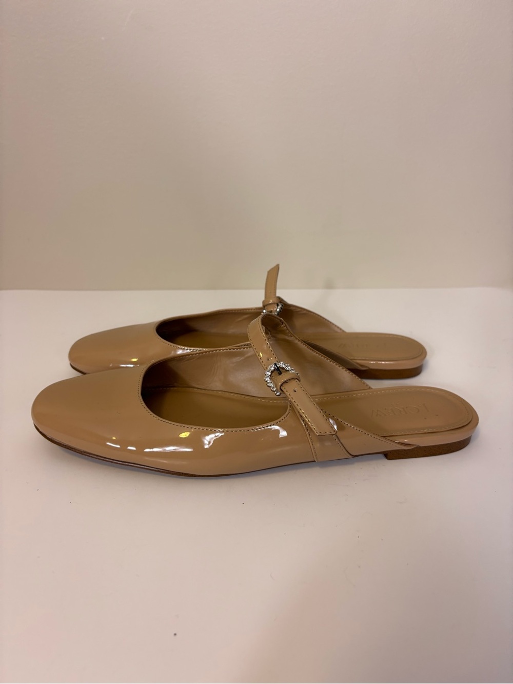 J. Crew Nude Patent Leather Mary Jane Slide Flats 9.5